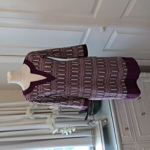 Jude Connally Womens Wine/Berry/White Geometric Print‎ Stretch Mini Dress XS